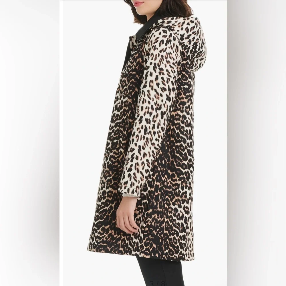 Kate Spade water resistant leopard print a-line raincoat